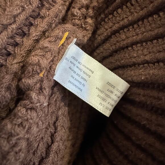 Goumi Women's Chunky Knit Sweater Size S/M Bark Brown 100% Organic Cotton - Picture 3 of 4
